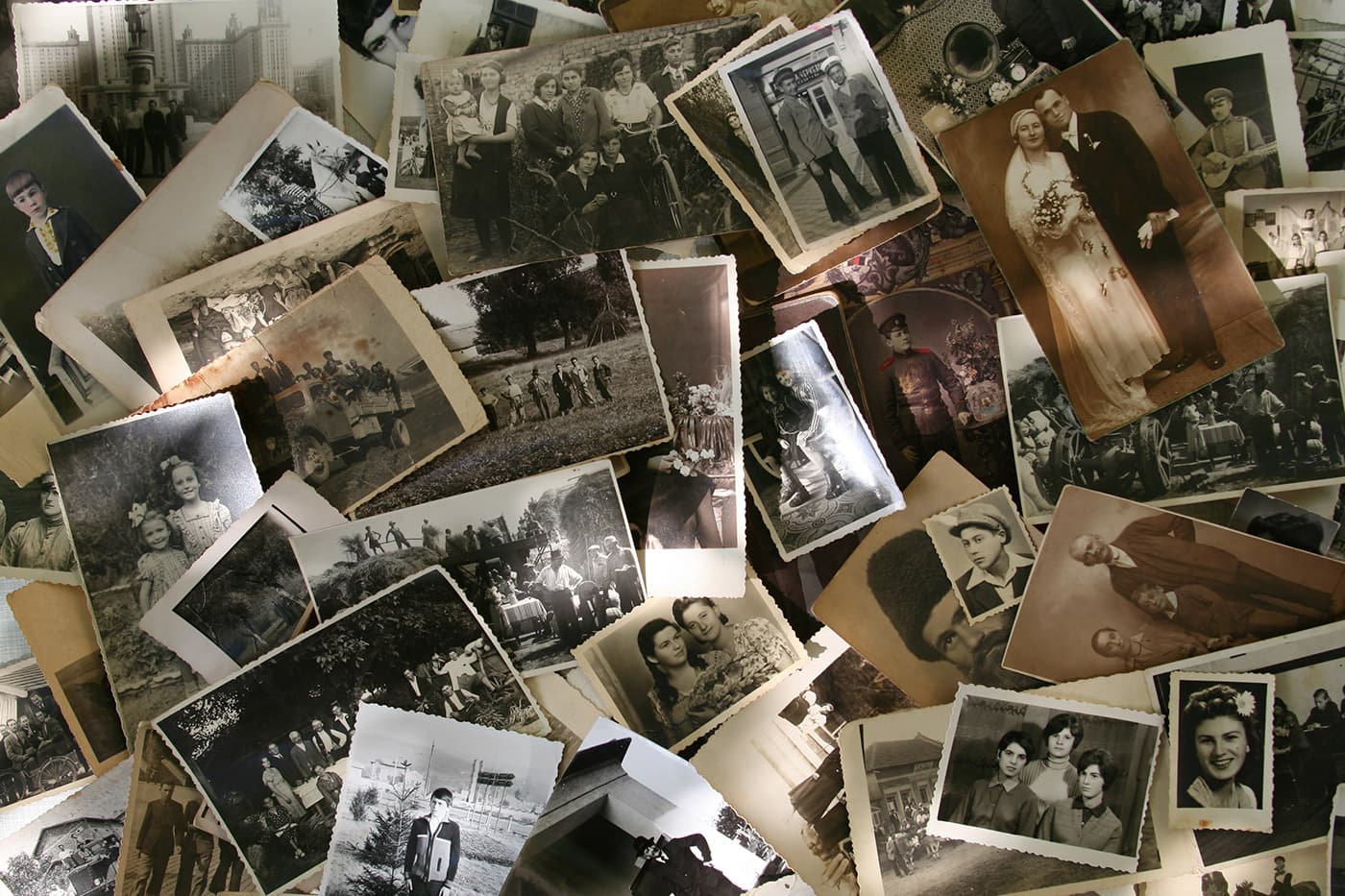 Collection of old personal archive photos arranged together